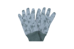 Blå bomullshandske för dam i storlek M med trollsländemönster från Kent & Stowe.