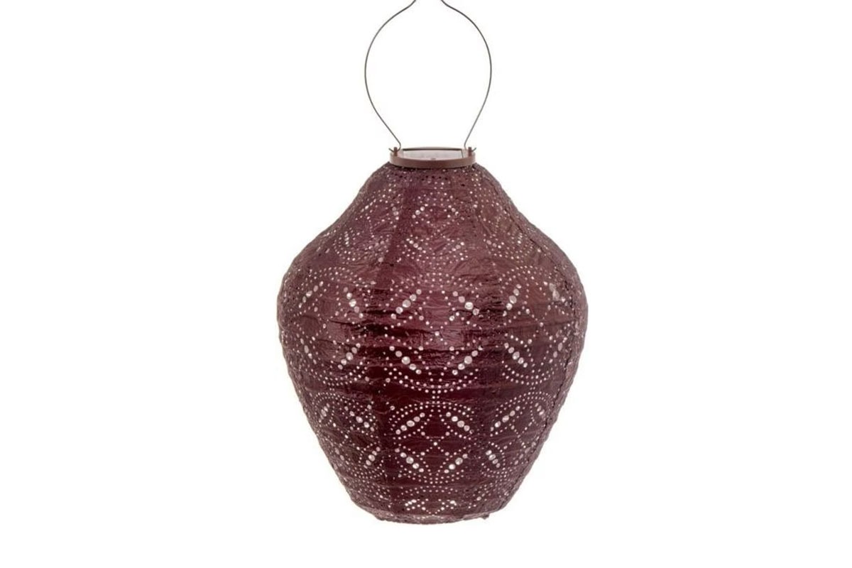 Solcellslanterna Lumiz Mandela Plum Jar 30 cm i plommonfärgat mönster.